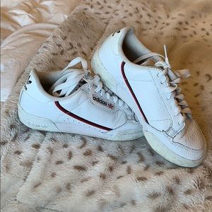 Continental 80 white, scarlet & blue Adidas shoes